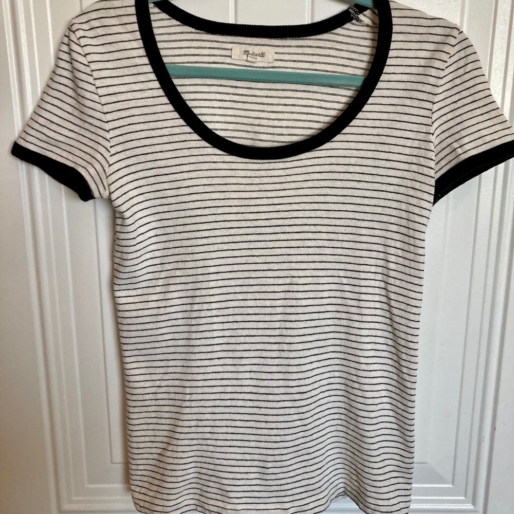 Madewell black & beige striped ringer tee size S